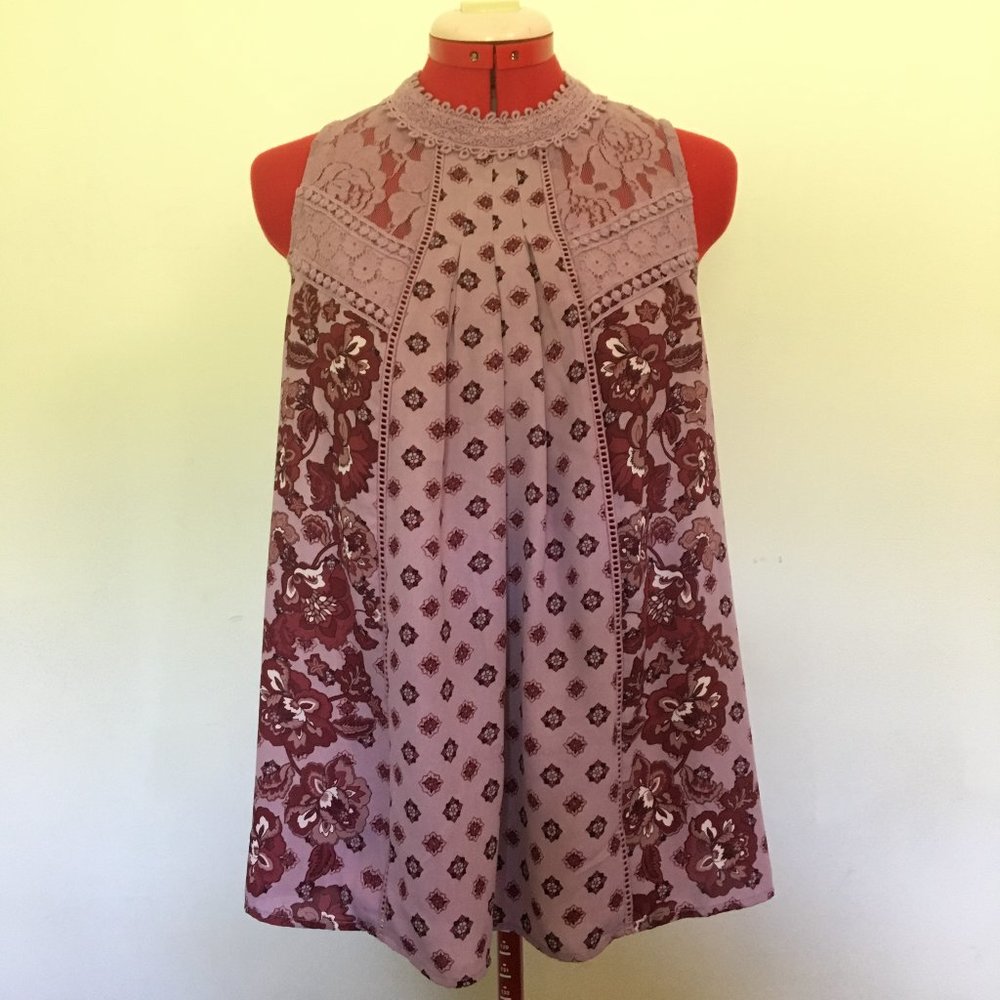 Mauve Pink Top with Lace Detail